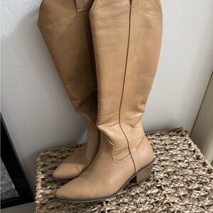 Universal Thread Tan Leather Knee-High Boots cowgirl boots